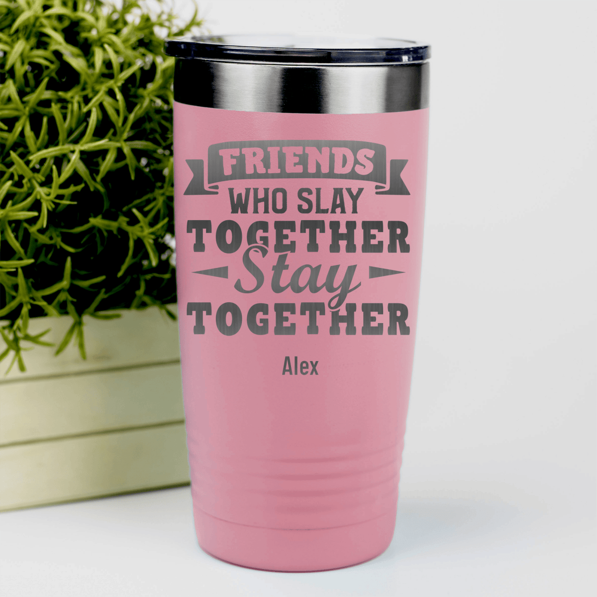 Salmon Best Friend Tumbler With Friends Who Slay Stay Design