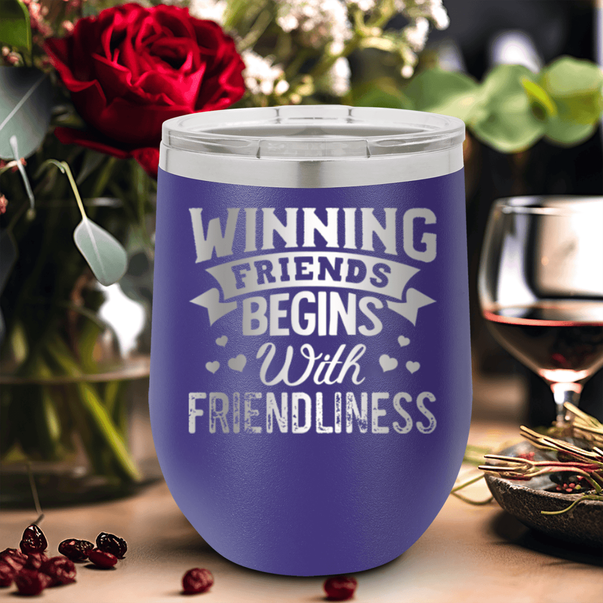 Purple Best Friends Wine Tumbler With Friends With Friendliness Design