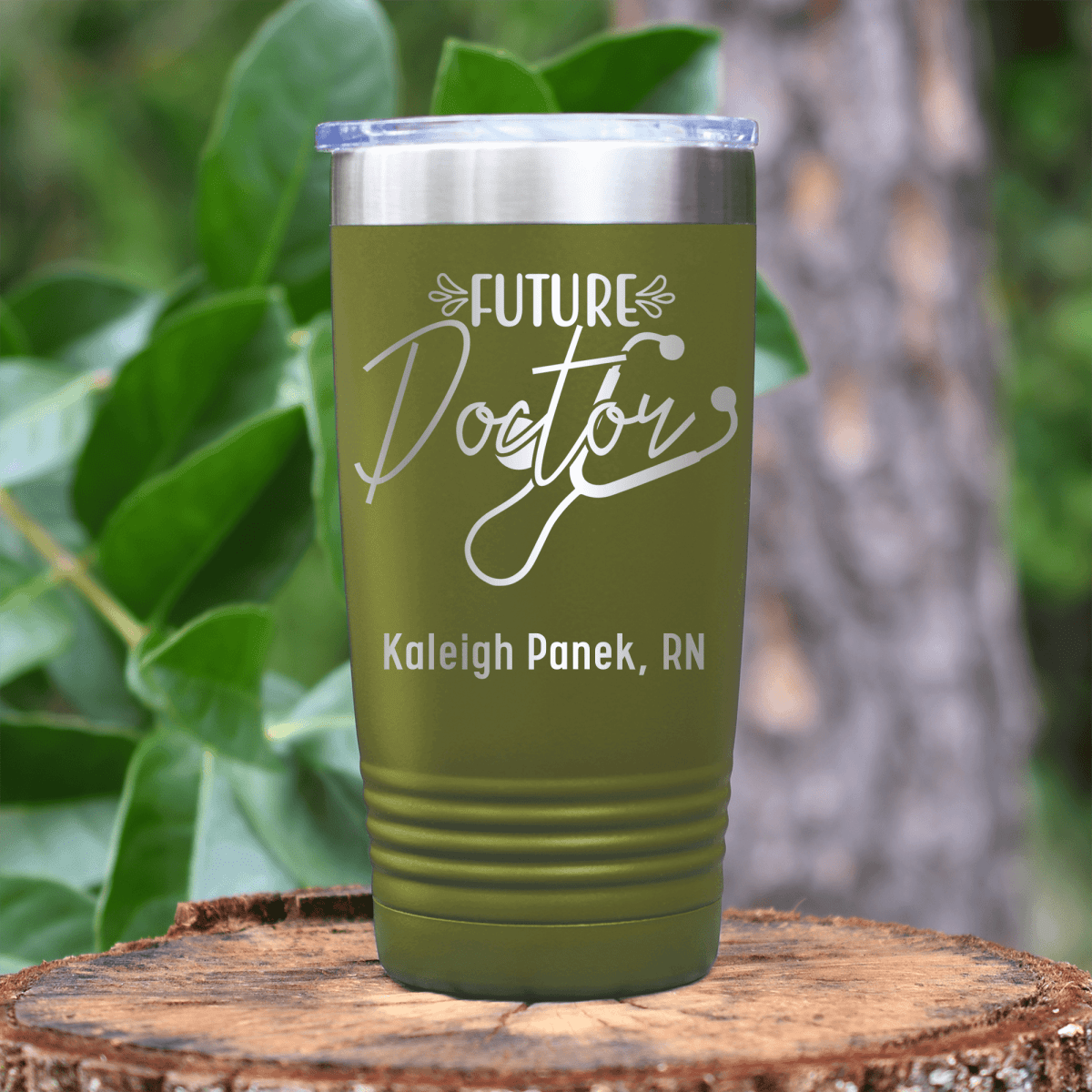Military Green Nurse Tumbler With Future Doctor Design