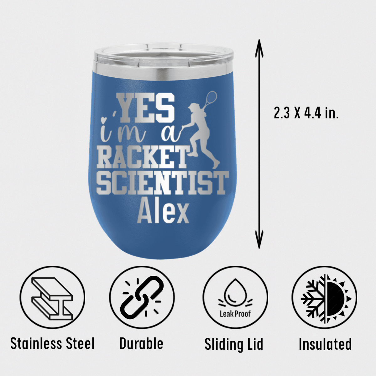 Personalized Girl Tennis Scientist Wine Tumbler for her, Customized Gifts for Women by Groovy Girl Gifts