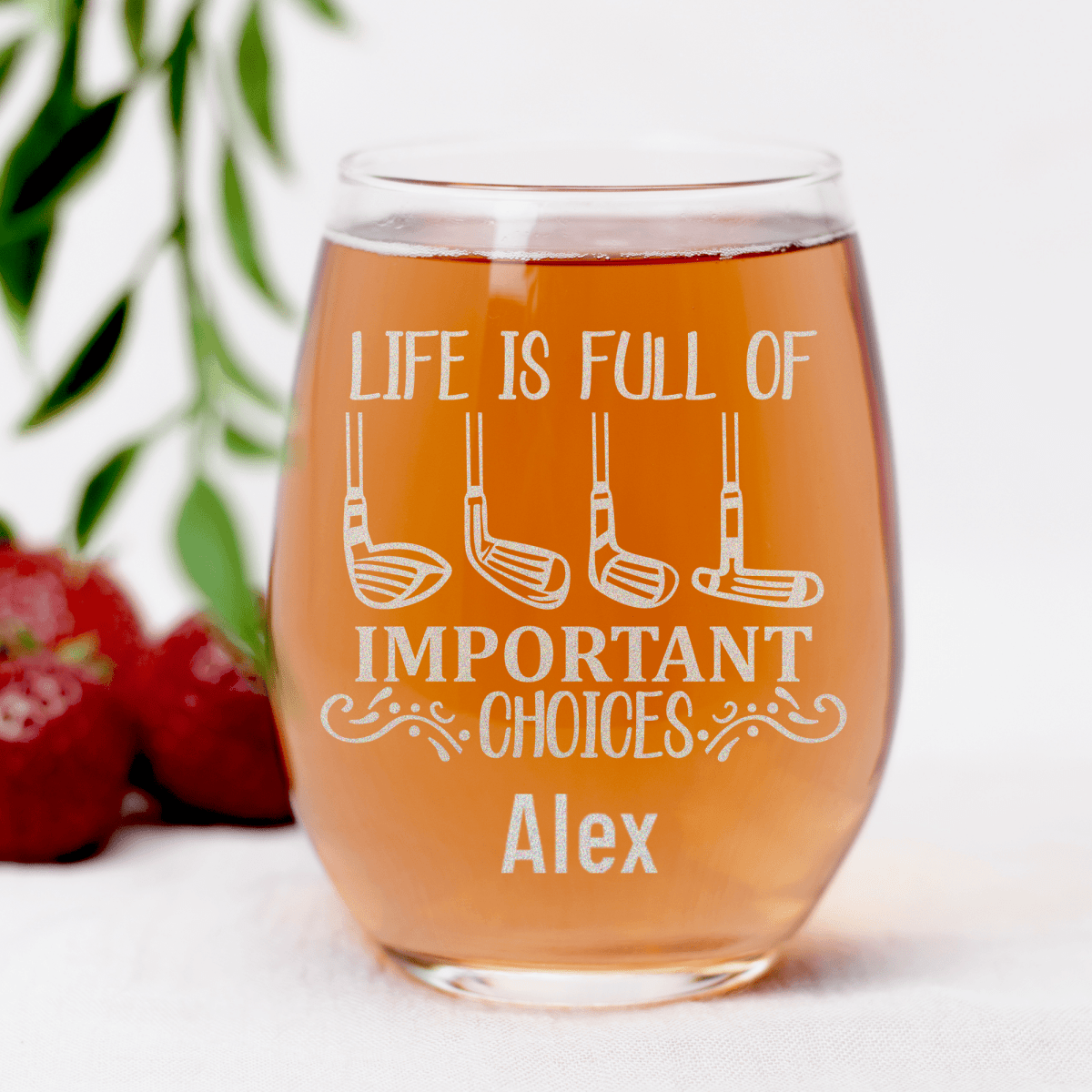 Personalized Girls Have Choices Stemless Wine Glass for her, Customized Gifts for Women by Groovy Girl Gifts