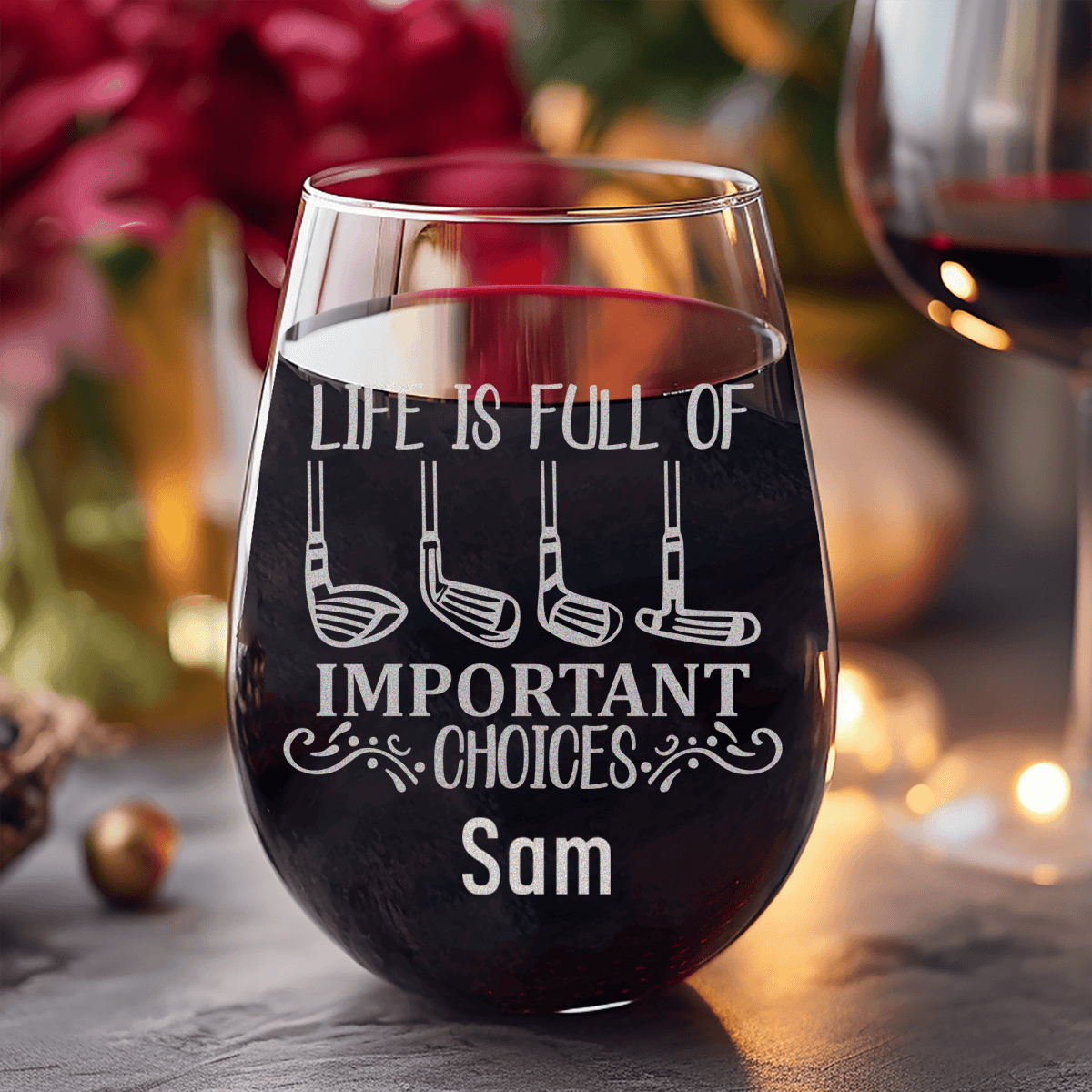 Personalized Girls Have Choices Stemless Wine Glass for her, Customized Gifts for Women by Groovy Girl Gifts