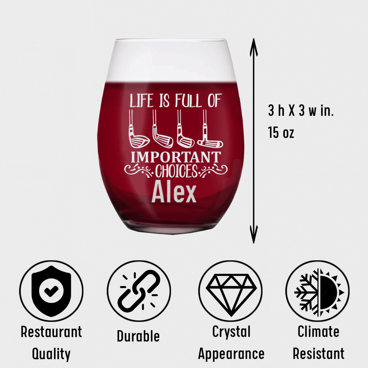 Personalized Girls Have Choices Stemless Wine Glass for her, Customized Gifts for Women by Groovy Girl Gifts