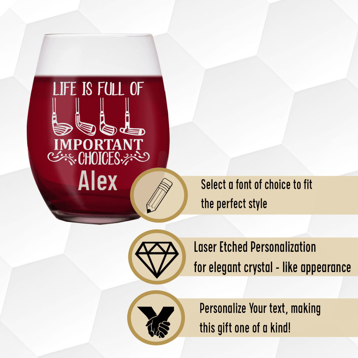 Personalized Girls Have Choices Stemless Wine Glass for her, Customized Gifts for Women by Groovy Girl Gifts