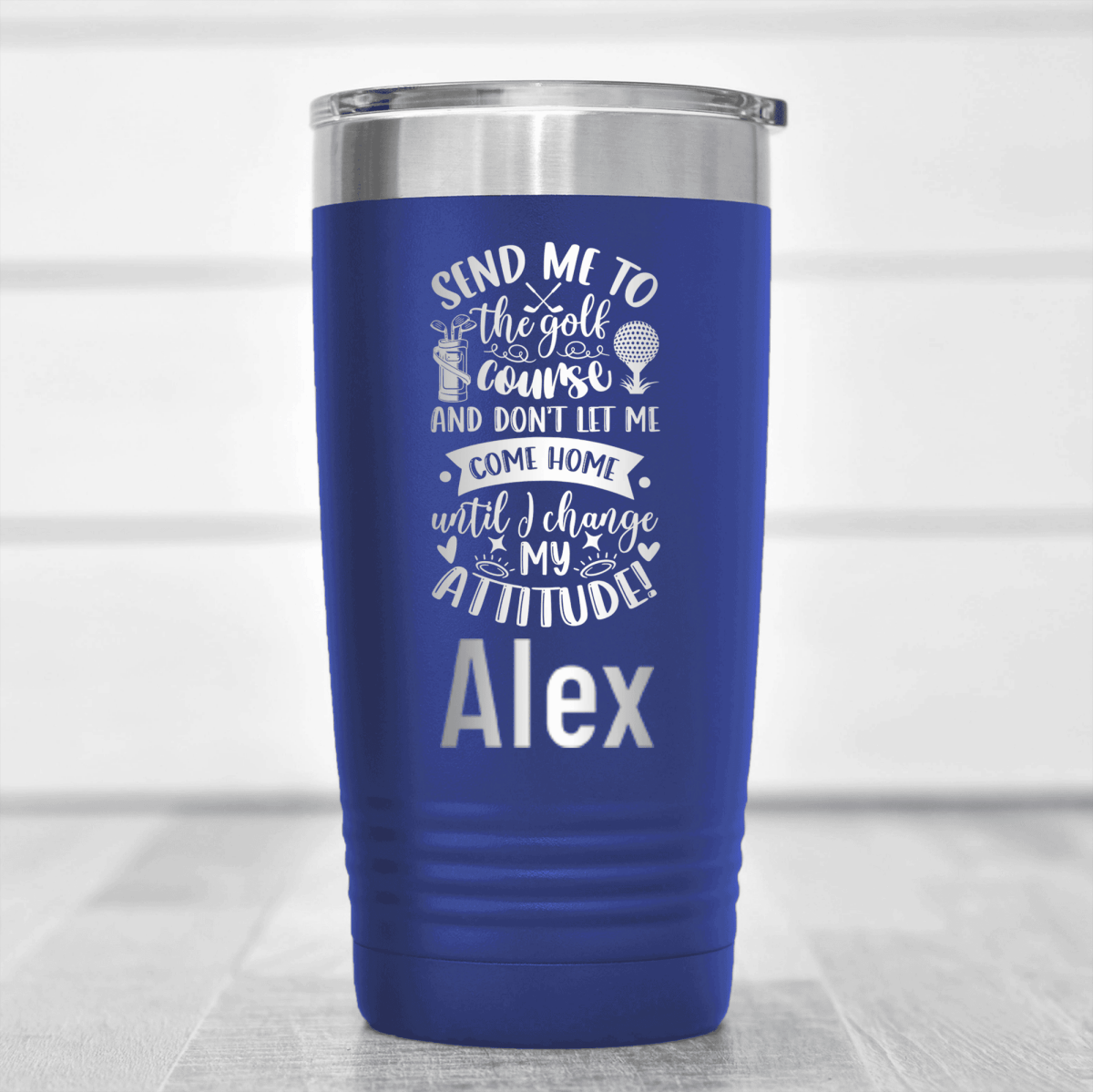 Blue Golf Gifts For Her Tumbler With Golf Attitude Adjustment Design