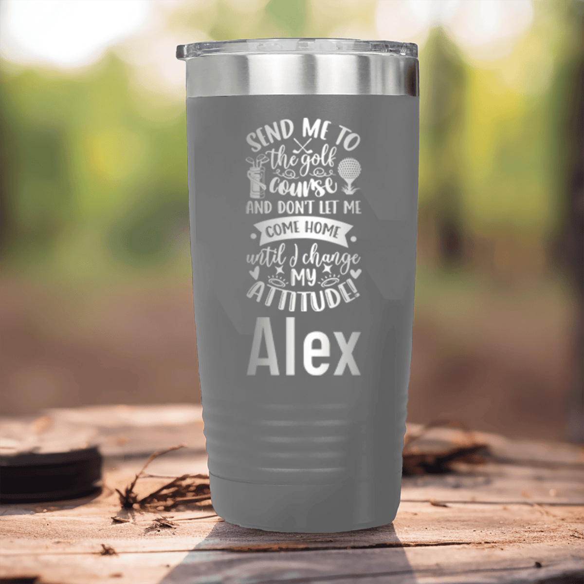 Grey Golf Gifts For Her Tumbler With Golf Attitude Adjustment Design