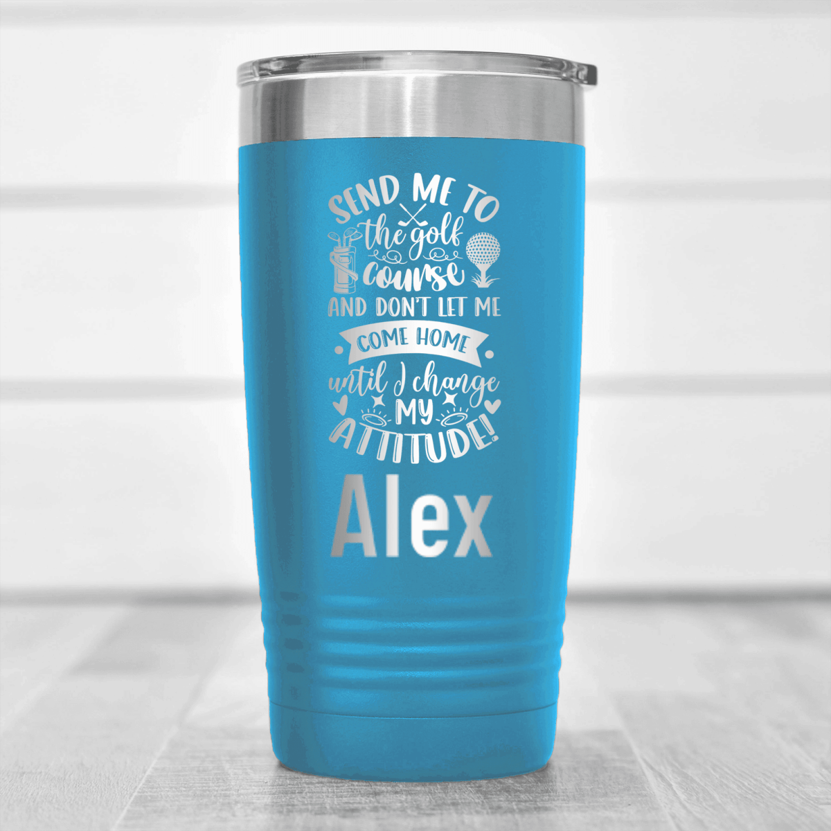 Light Blue Golf Gifts For Her Tumbler With Golf Attitude Adjustment Design