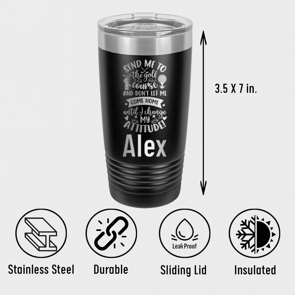 Personalized Golf Attitude Adjustment Tumbler for her, Customized Gifts for Women by Groovy Girl Gifts