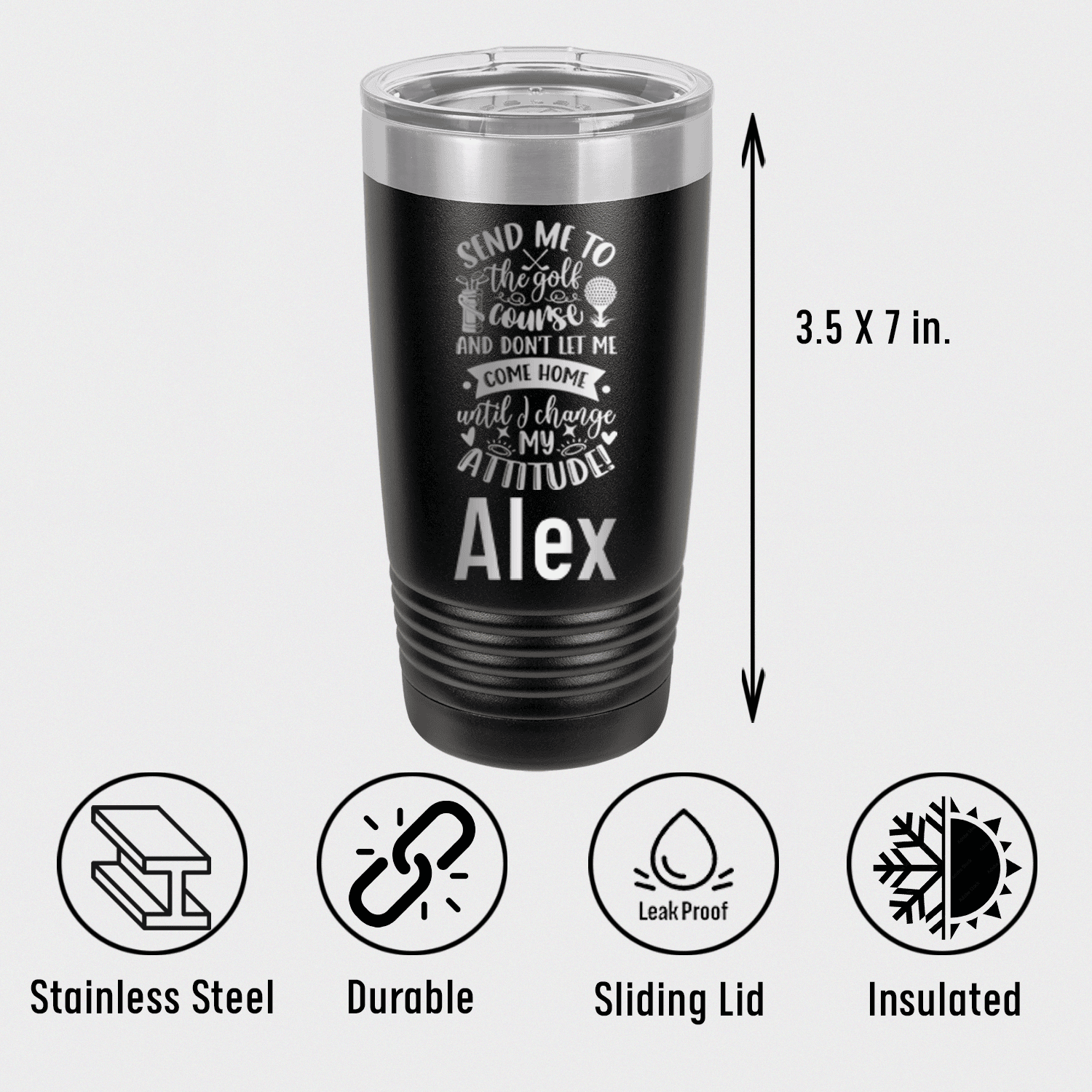 Personalized Golf Attitude Adjustment Tumbler for her, Customized Gifts for Women by Groovy Girl Gifts