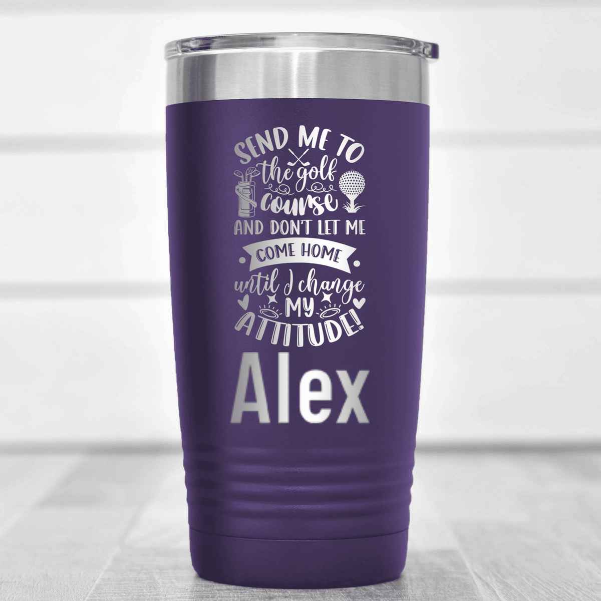 Purple Golf Gifts For Her Tumbler With Golf Attitude Adjustment Design