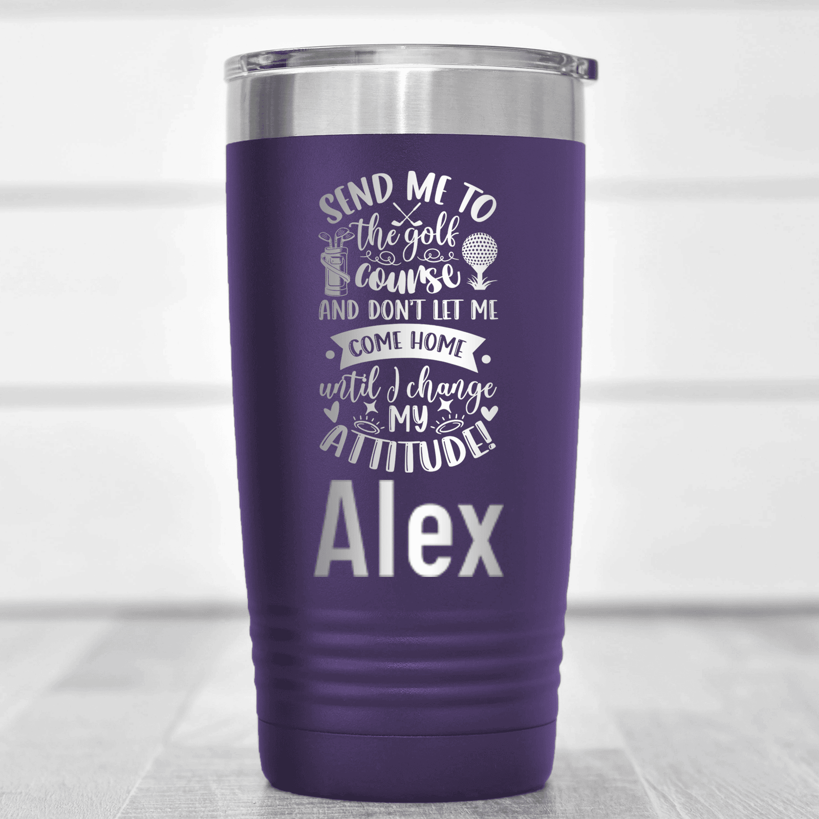 Purple Golf Gifts For Her Tumbler With Golf Attitude Adjustment Design
