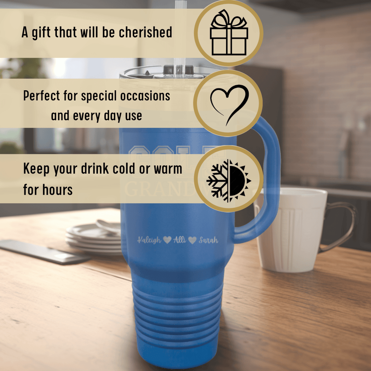 Personalized Golf Grandma Travel Mug With Handle for her, Customized Gifts for Women by Groovy Girl Gifts