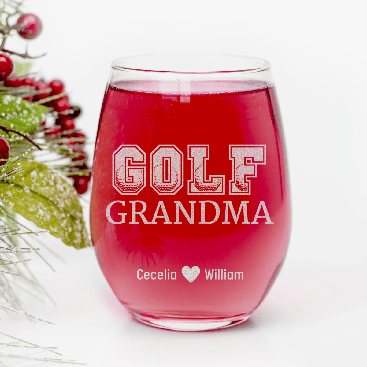 Golf Grandma Stemless Wine Glass
