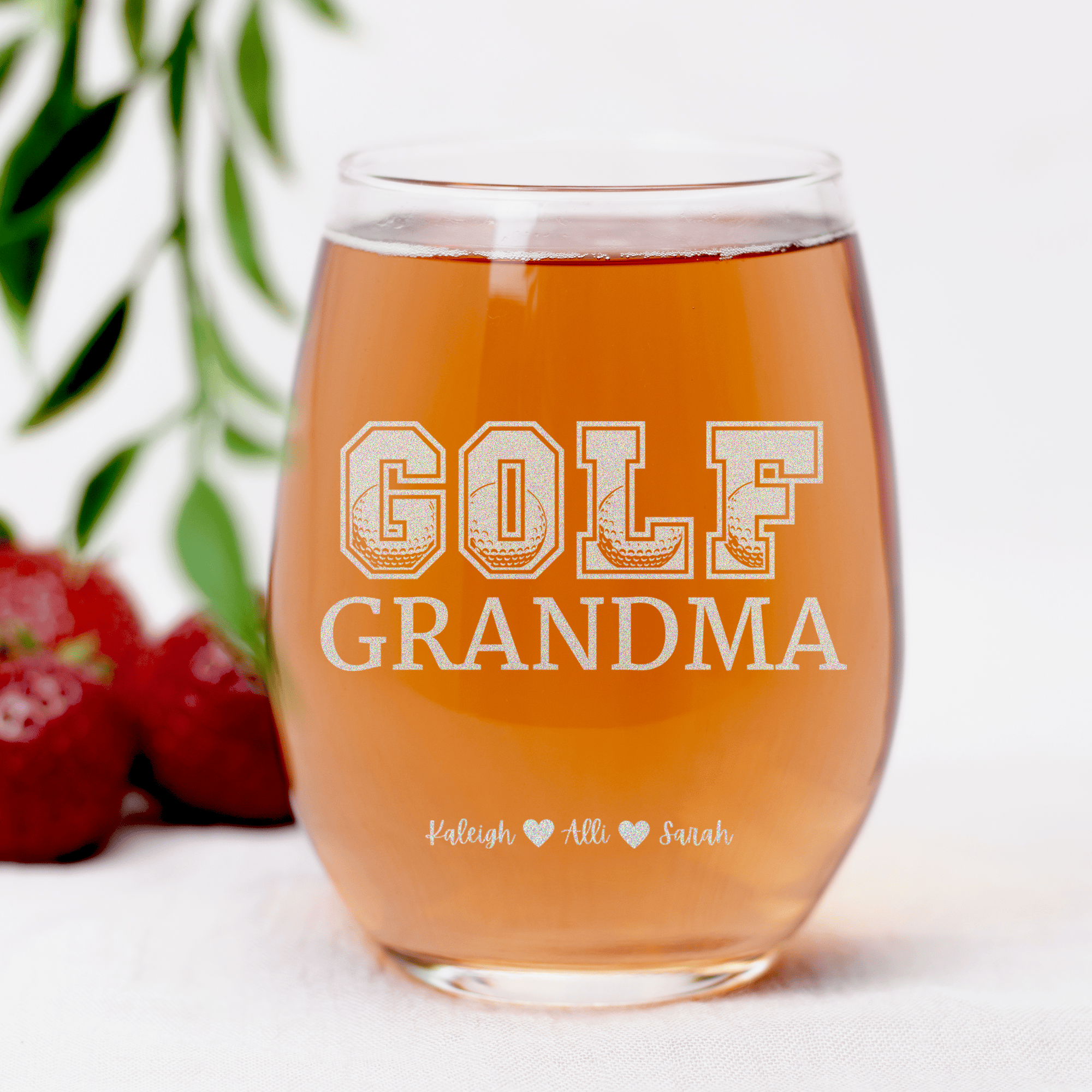 Golf Grandma Stemless Wine Glass