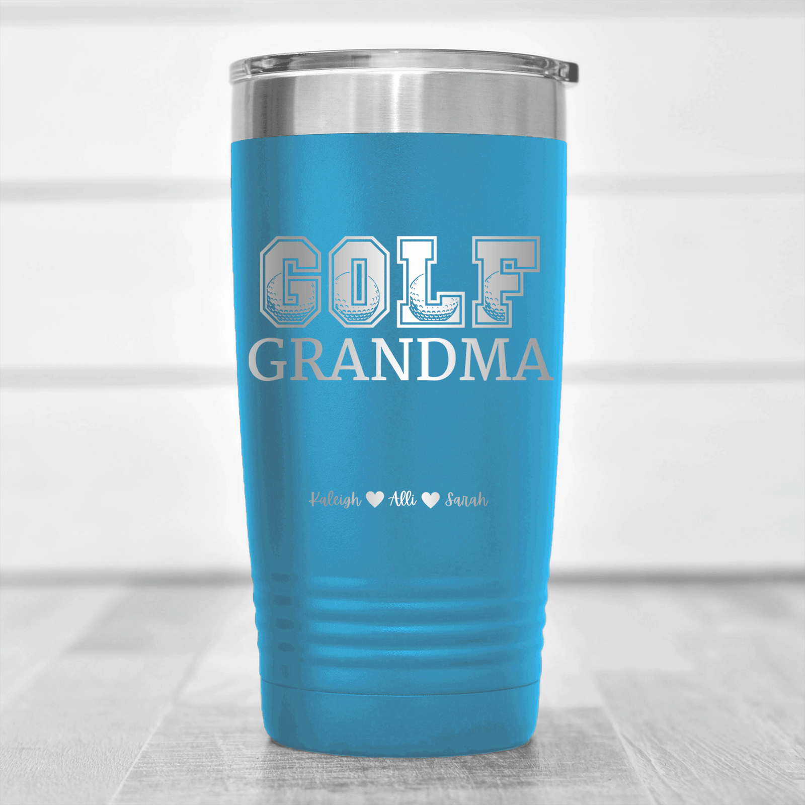 Light Blue Golf Mom Tumbler With Golf Grandma Design