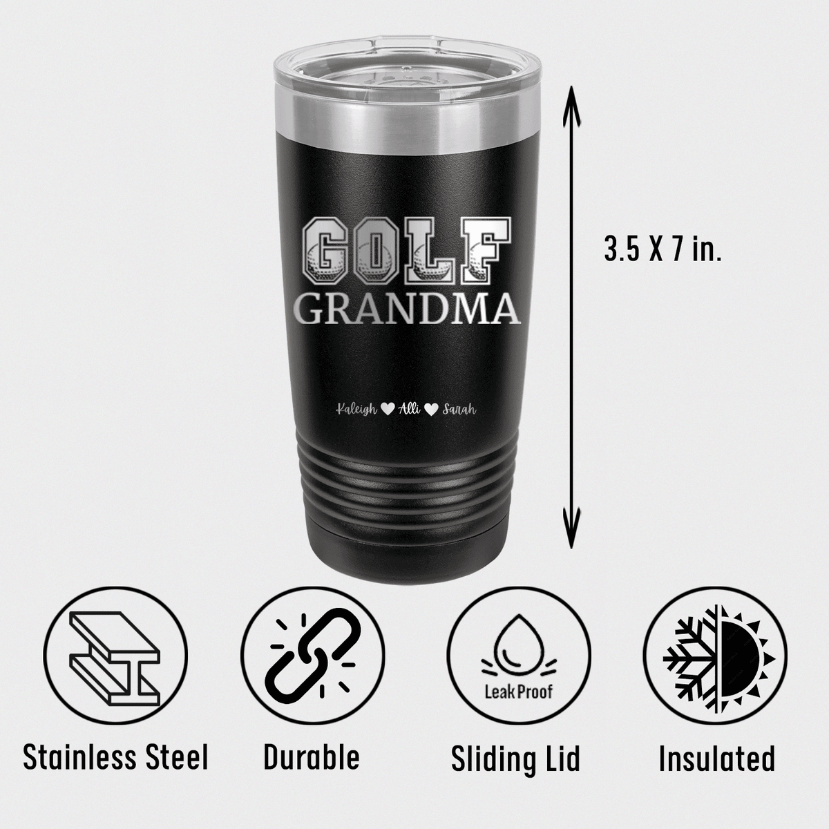 Personalized Golf Grandma Tumbler for her, Customized Gifts for Women by Groovy Girl Gifts