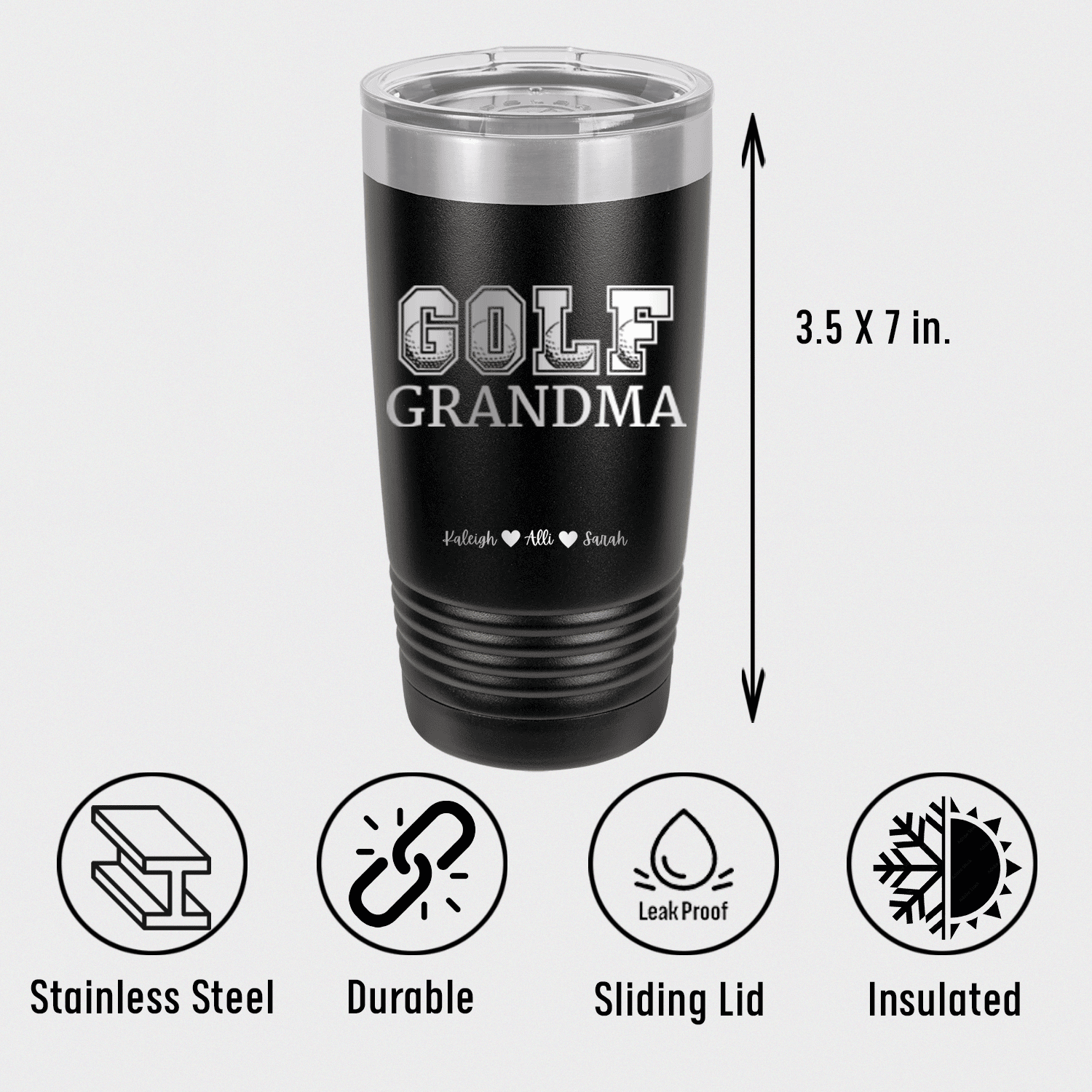 Personalized Golf Grandma Tumbler for her, Customized Gifts for Women by Groovy Girl Gifts