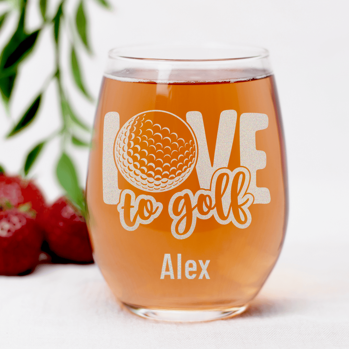 Personalized Golf Is Love Stemless Wine Glass for her, Customized Gifts for Women by Groovy Girl Gifts