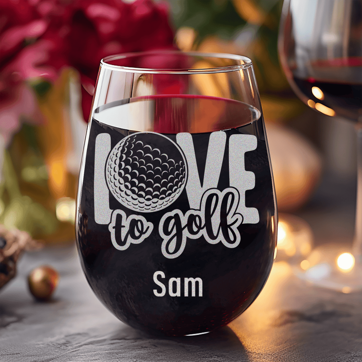Personalized Golf Is Love Stemless Wine Glass for her, Customized Gifts for Women by Groovy Girl Gifts