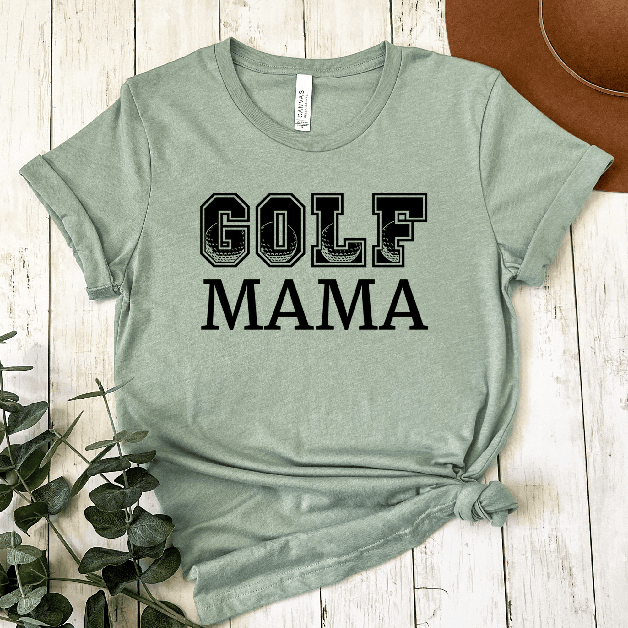Womens Light Green T Shirt with Golf-Mama design