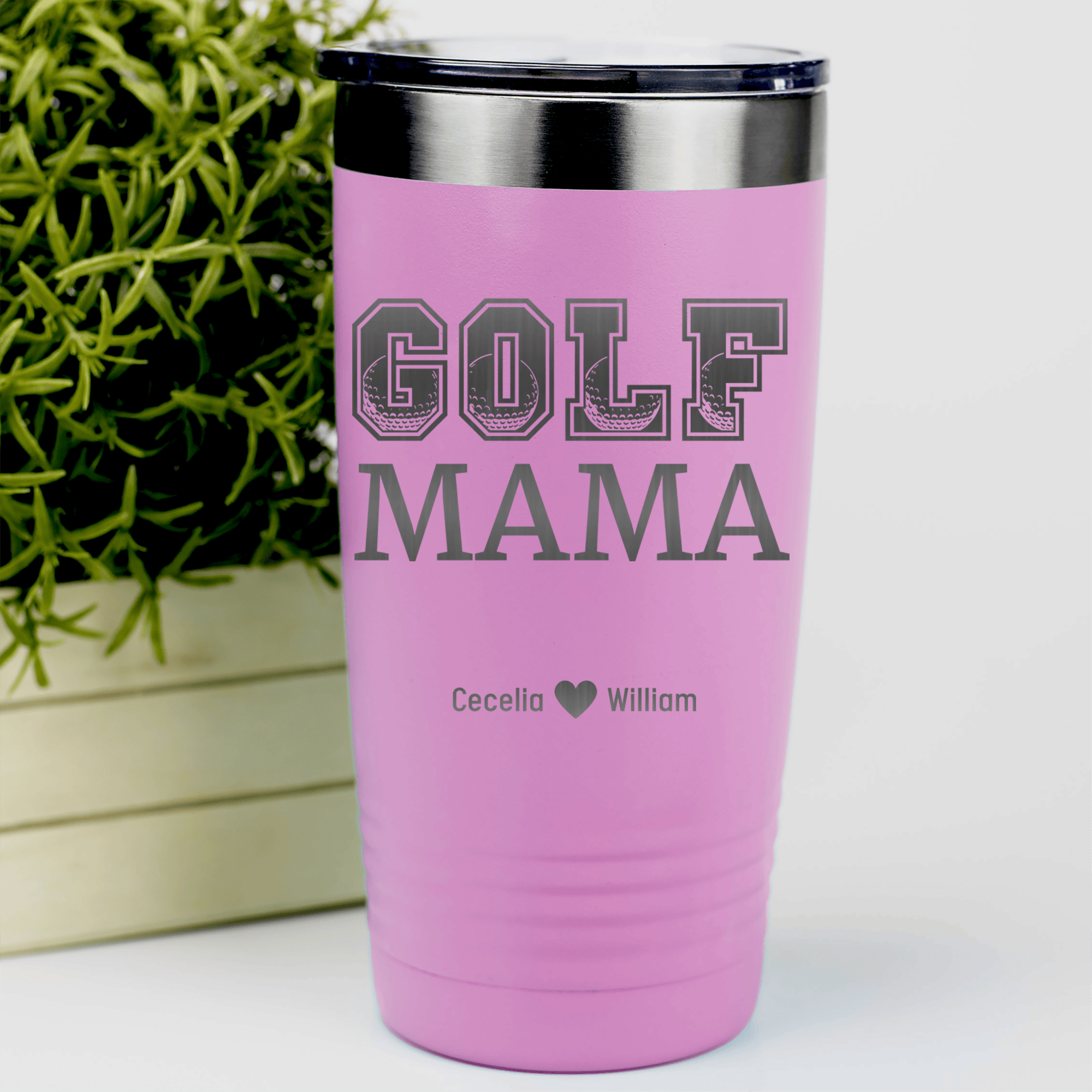 Pink Golf Mom Tumbler With Golf Mama Design