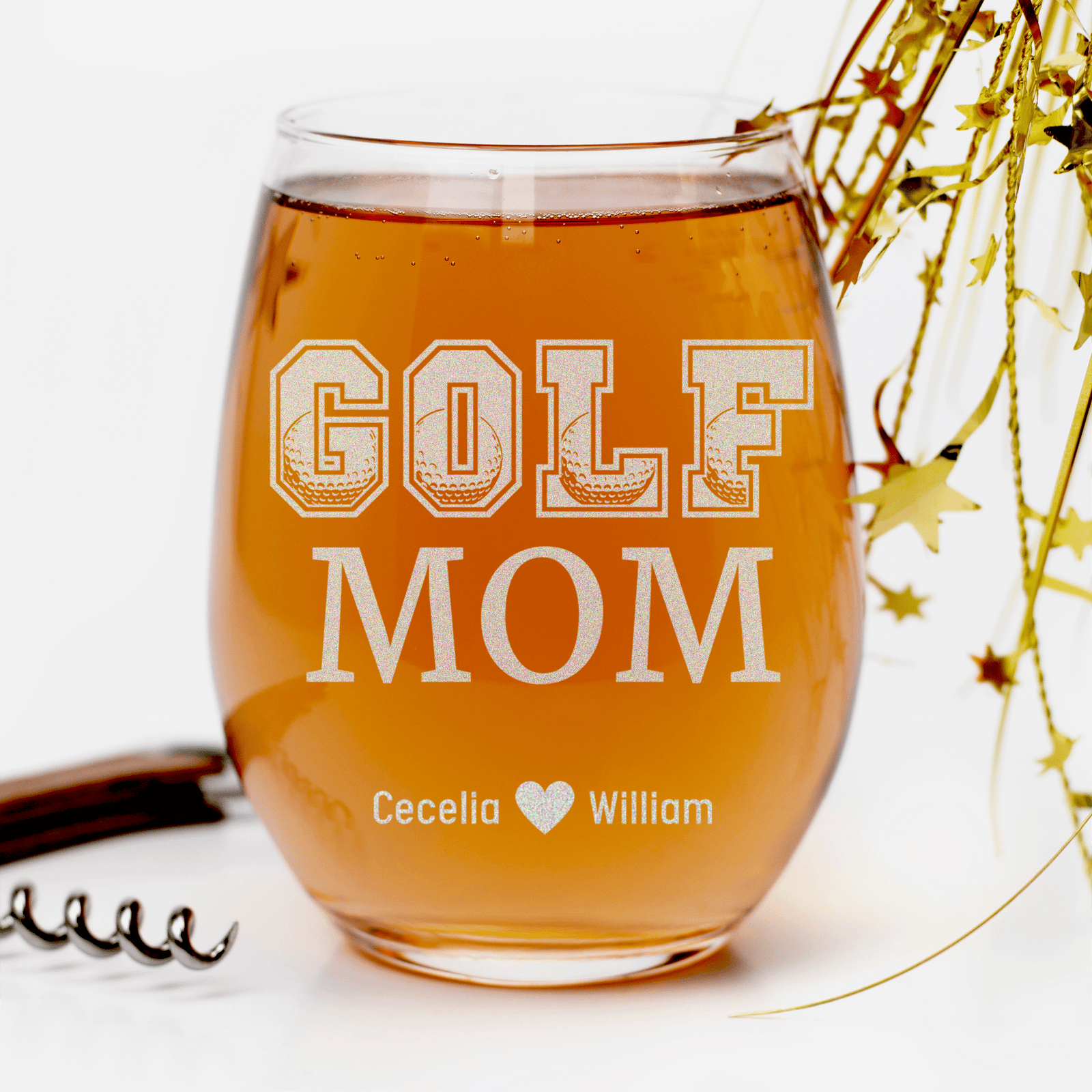 Golf Mom Stemless Wine Glass