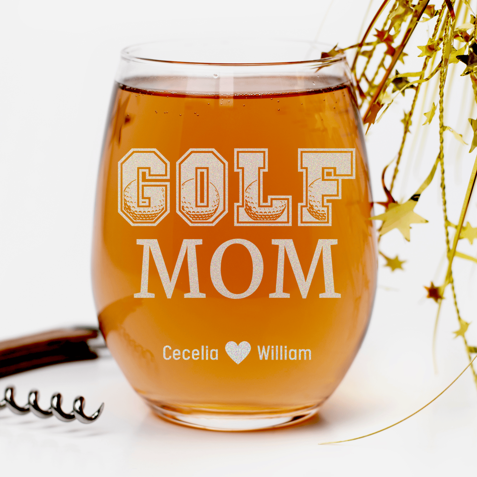 Golf Mom Stemless Wine Glass