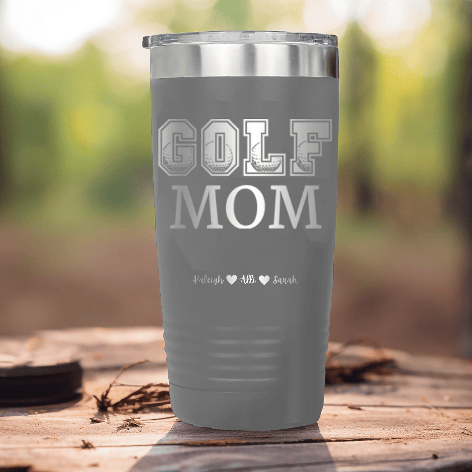 Grey Golf Mom Tumbler With Golf Mom Design