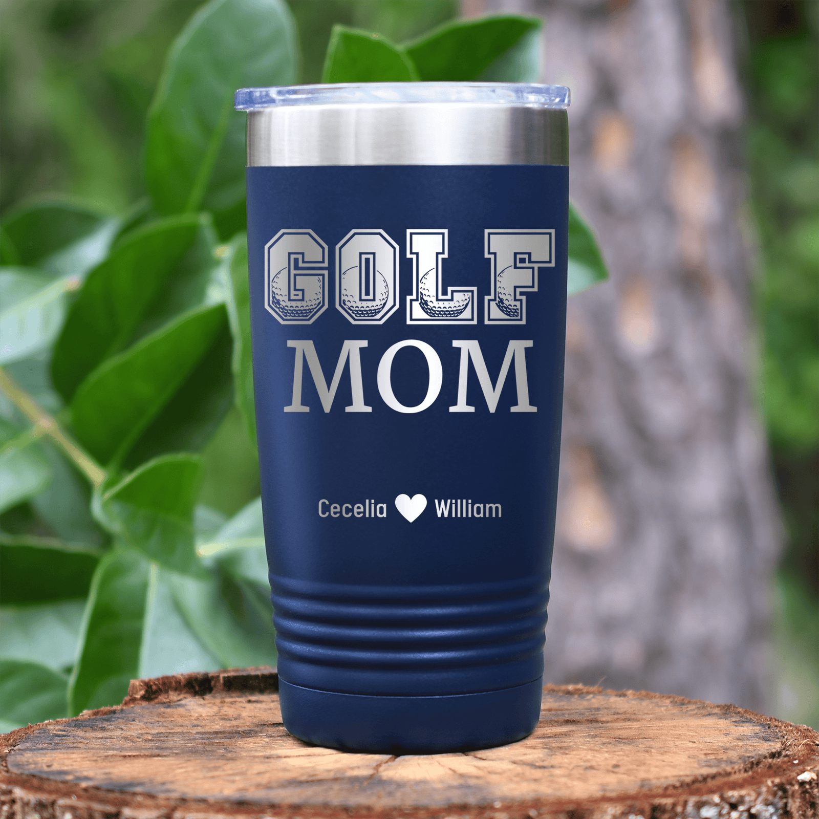 Navy Golf Mom Tumbler With Golf Mom Design