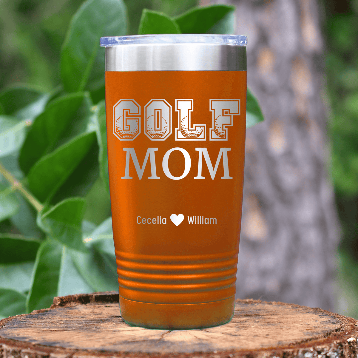 Orange Golf Mom Tumbler With Golf Mom Design