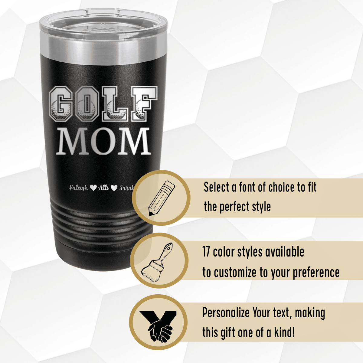 Personalized Golf Mom Tumbler for her, Customized Gifts for Women by Groovy Girl Gifts