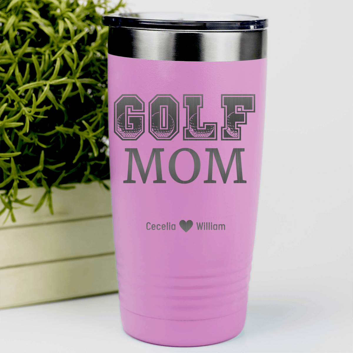 Pink Golf Mom Tumbler With Golf Mom Design
