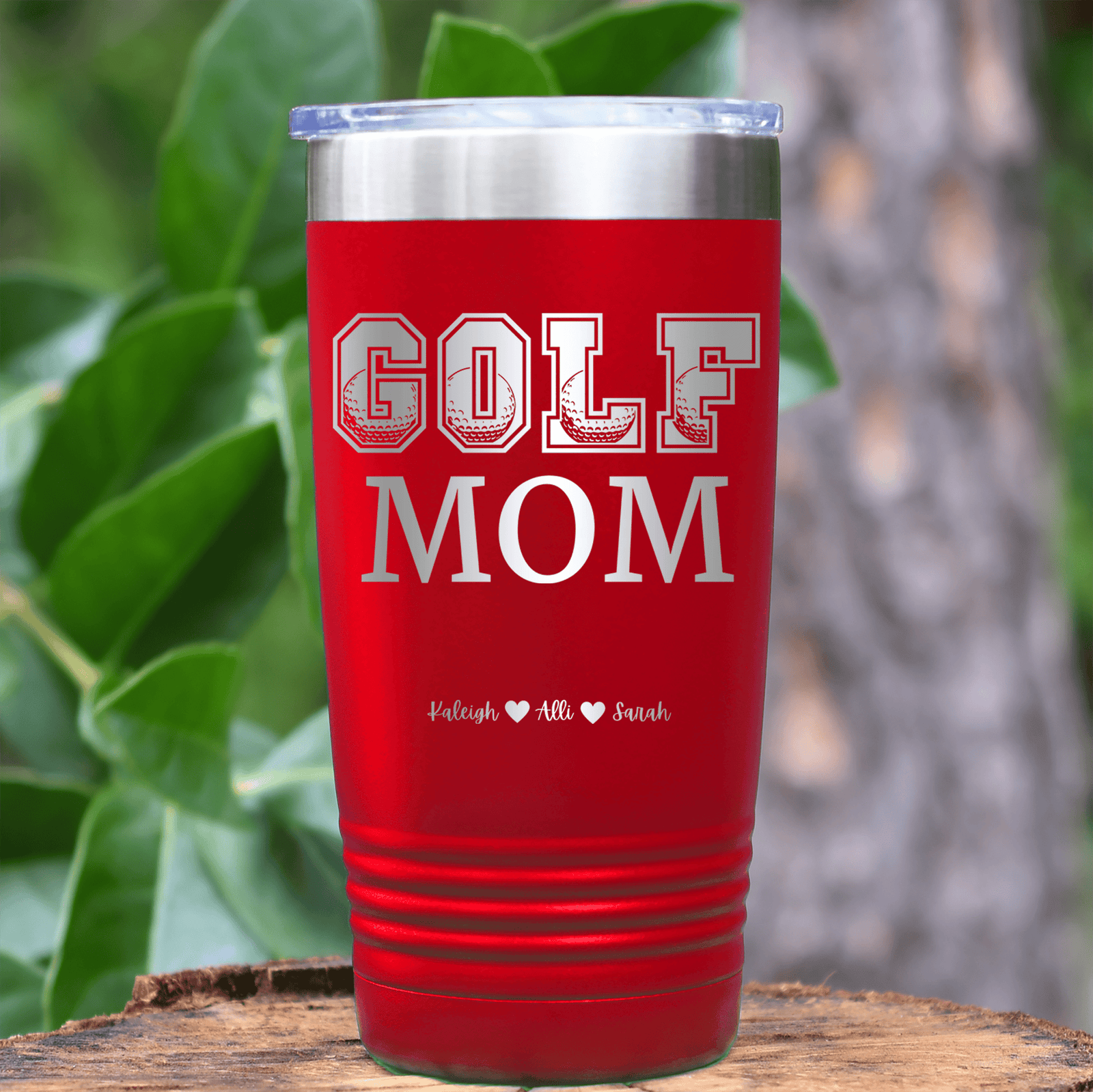 Red Golf Mom Tumbler With Golf Mom Design