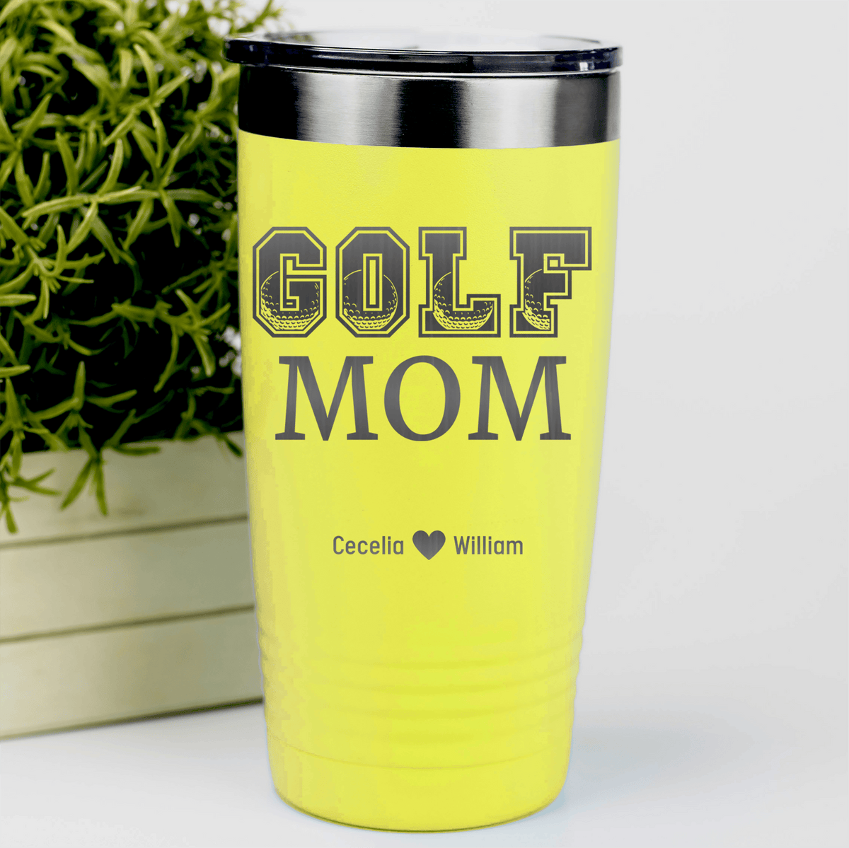 Yellow Golf Mom Tumbler With Golf Mom Design