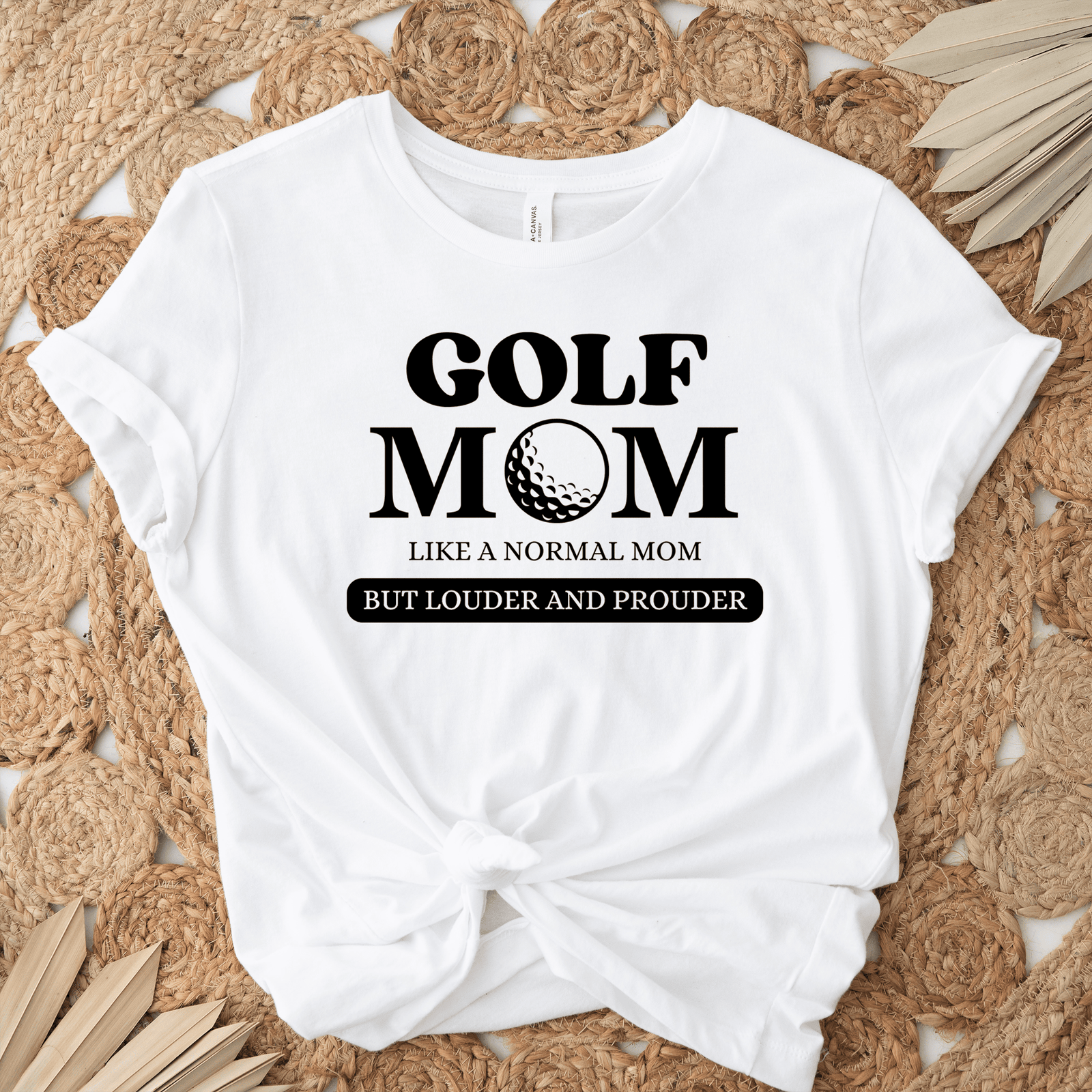 Womens White T Shirt with Golf-Moms-Are-Loud-And-Proud design