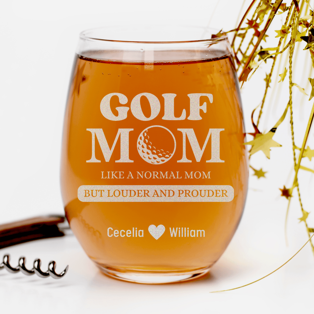 Personalized Golf Moms Are Loud And Proud Stemless Wine Glass for her, Customized Gifts for Women by Groovy Girl Gifts