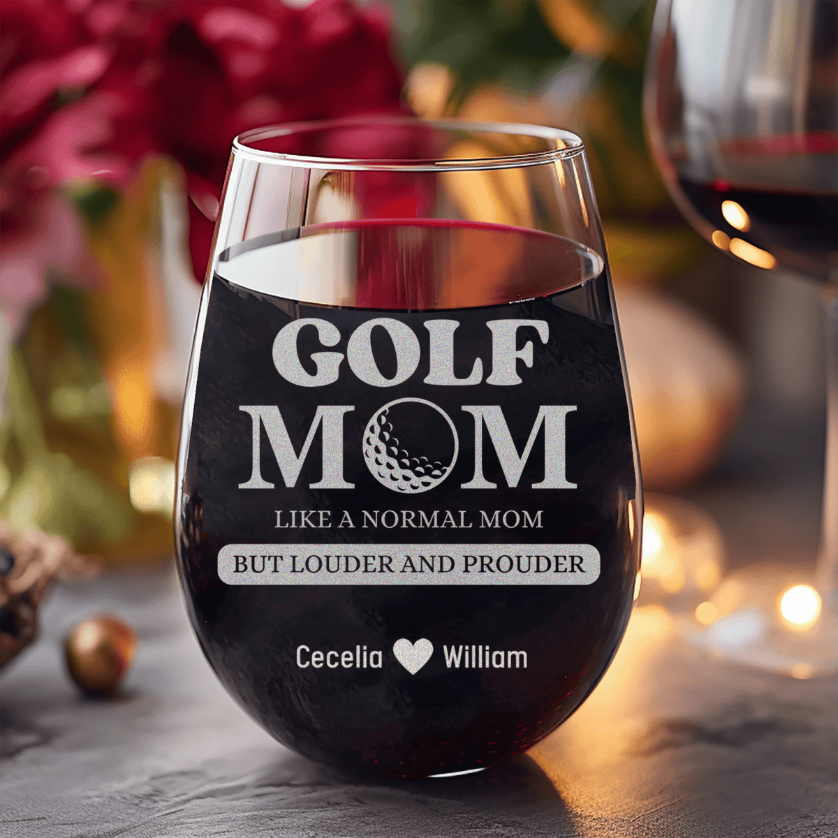 Personalized Golf Moms Are Loud And Proud Stemless Wine Glass for her, Customized Gifts for Women by Groovy Girl Gifts