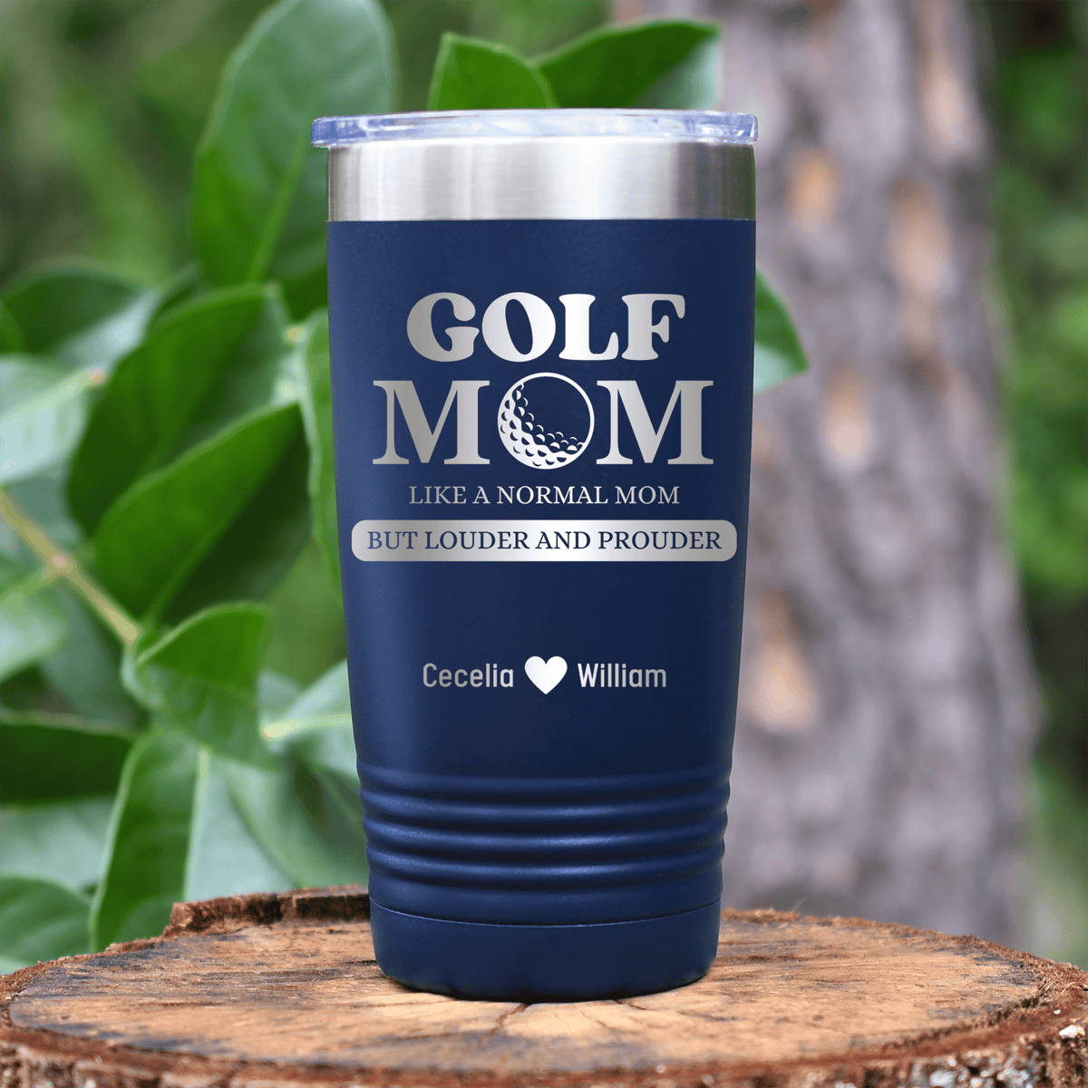 Navy Golf Mom Tumbler With Golf Moms Are Loud And Proud Design