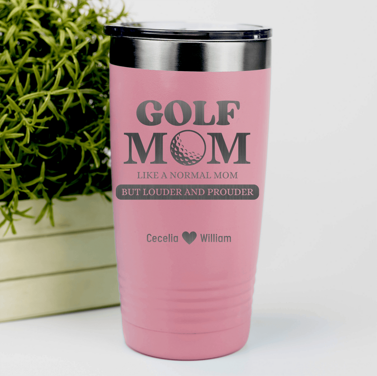 Salmon Golf Mom Tumbler With Golf Moms Are Loud And Proud Design