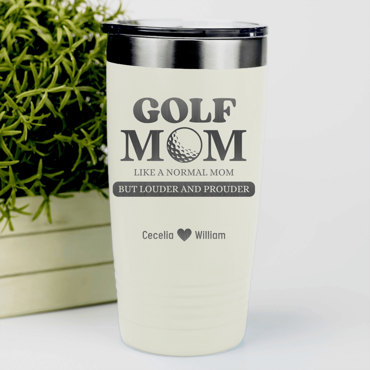 White Golf Mom Tumbler With Golf Moms Are Loud And Proud Design