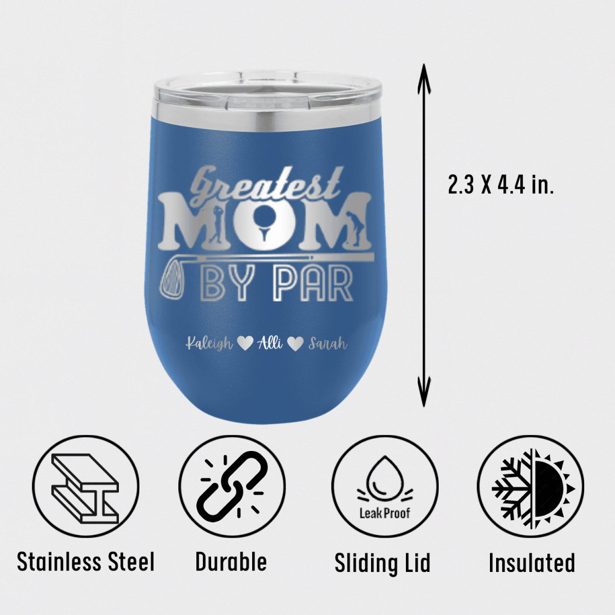 Personalized Greatest Mom By Par Wine Tumbler for her, Customized Gifts for Women by Groovy Girl Gifts