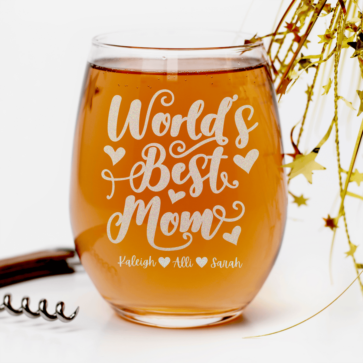 Greatest Mom In The World Stemless Wine Glass