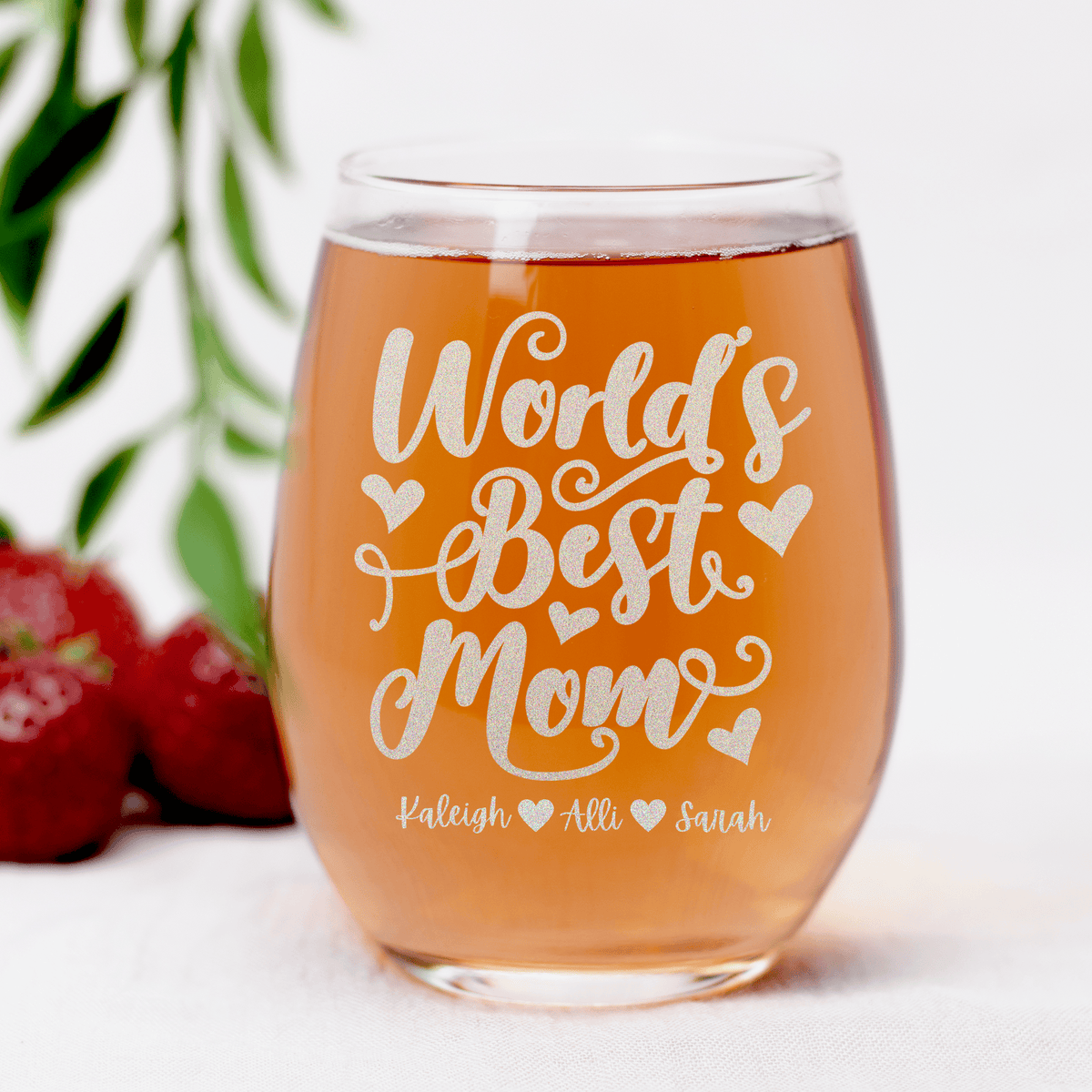 Greatest Mom In The World Stemless Wine Glass
