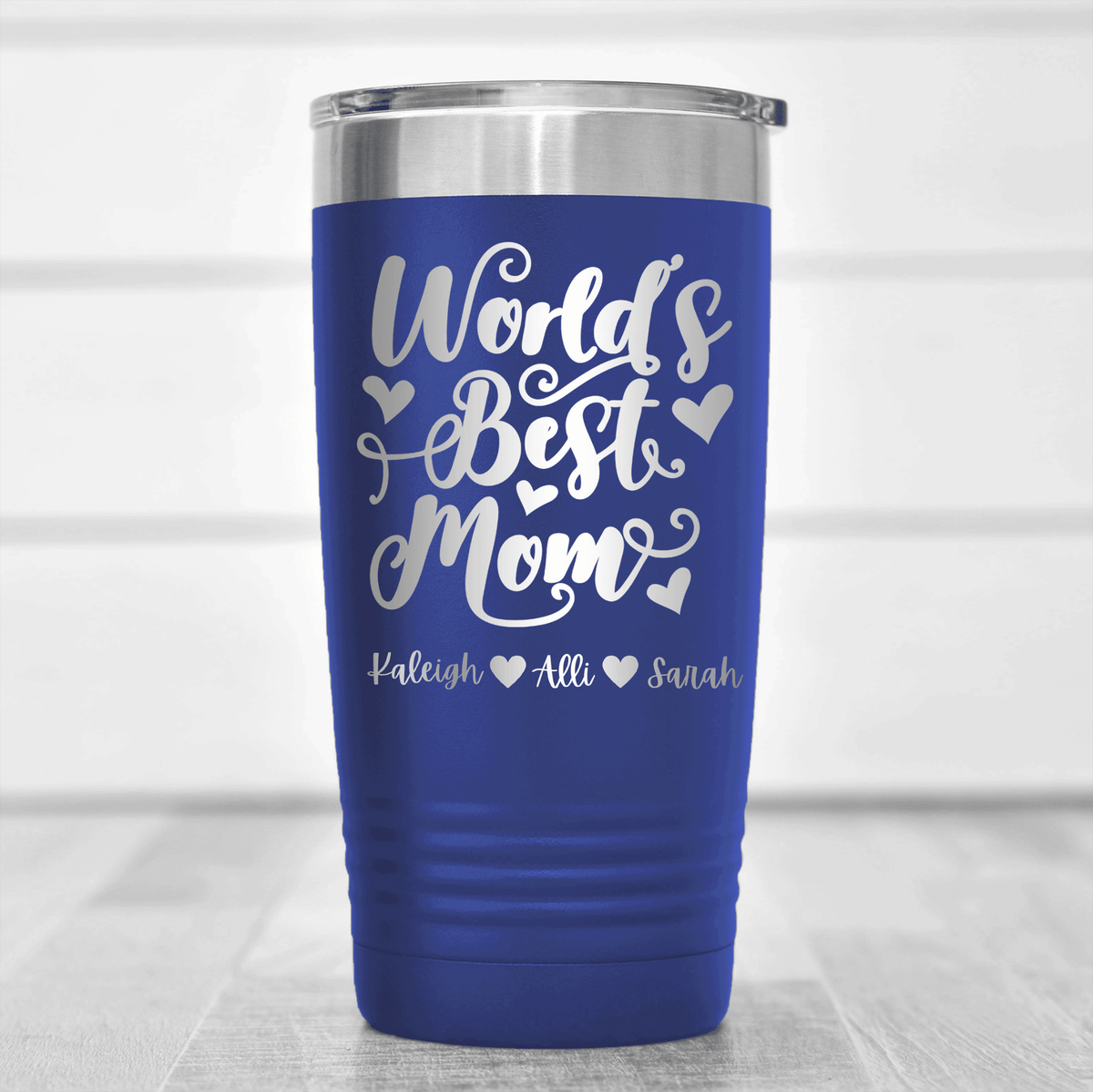 Blue Mothers Day Tumbler With Greatest Mom In The World Design