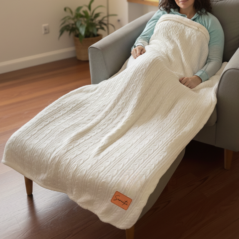 Personalized Sherpa Cable Knit Blanket