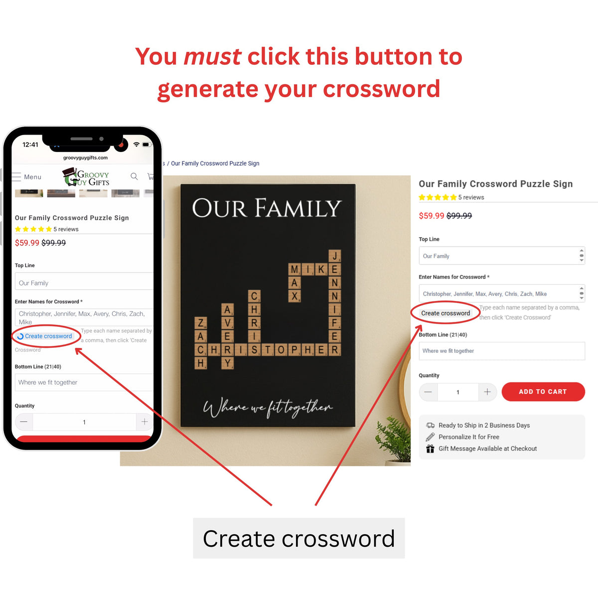 Our Family Crossword Sign