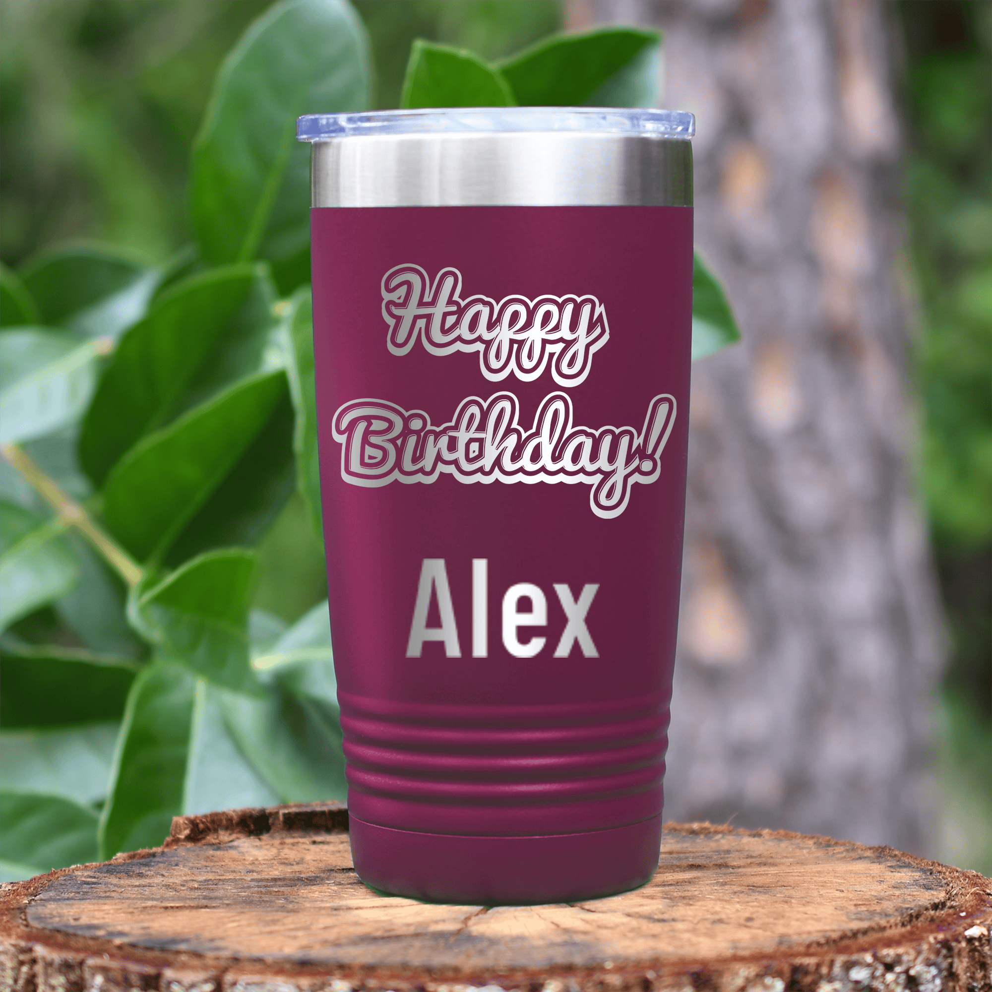 Maroon Birthday Tumbler With Happy Birthday Design