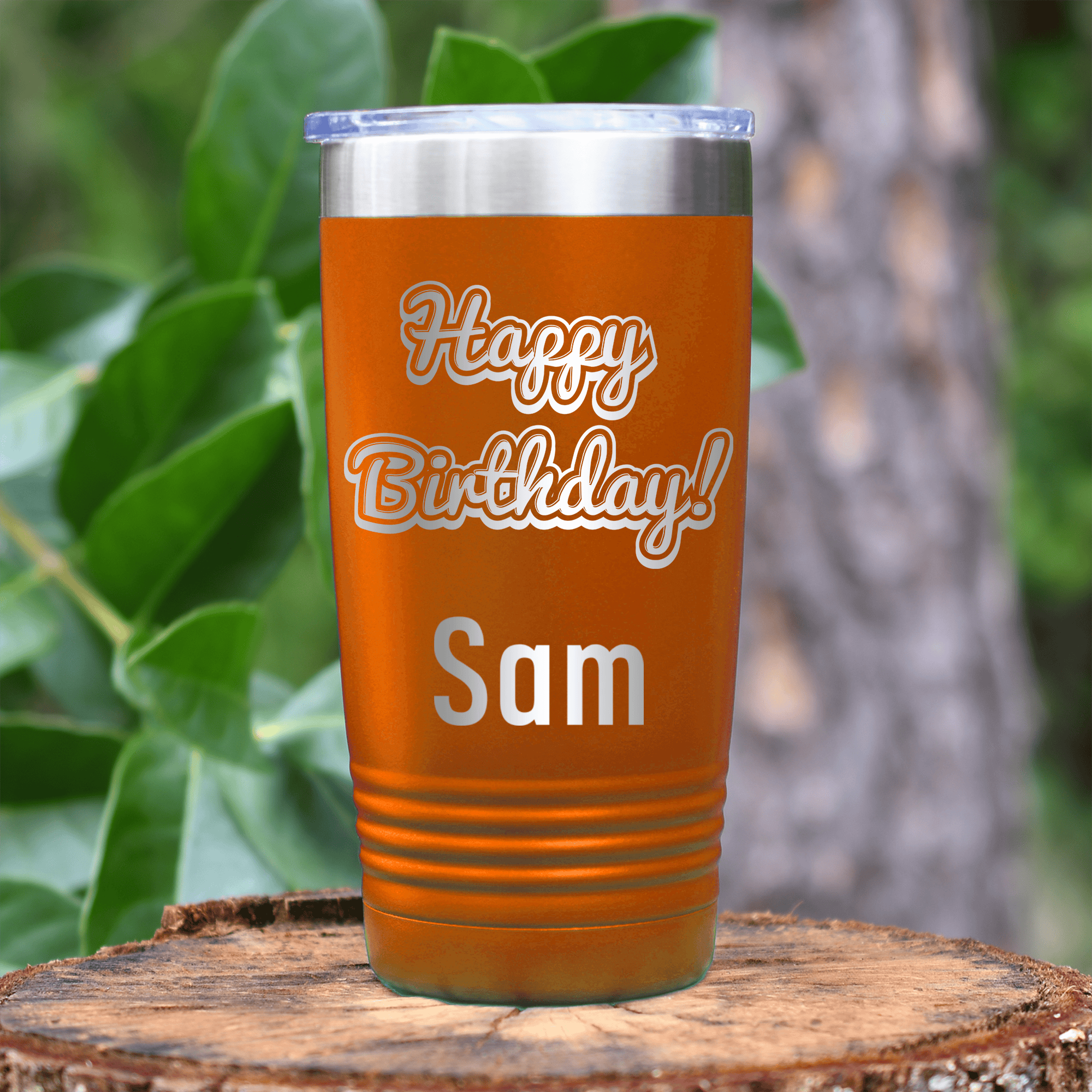 Orange Birthday Tumbler With Happy Birthday Design