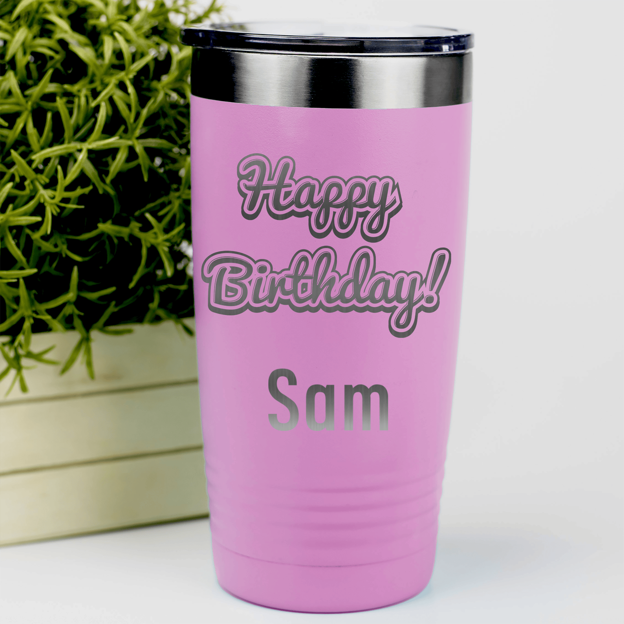 Pink Birthday Tumbler With Happy Birthday Design