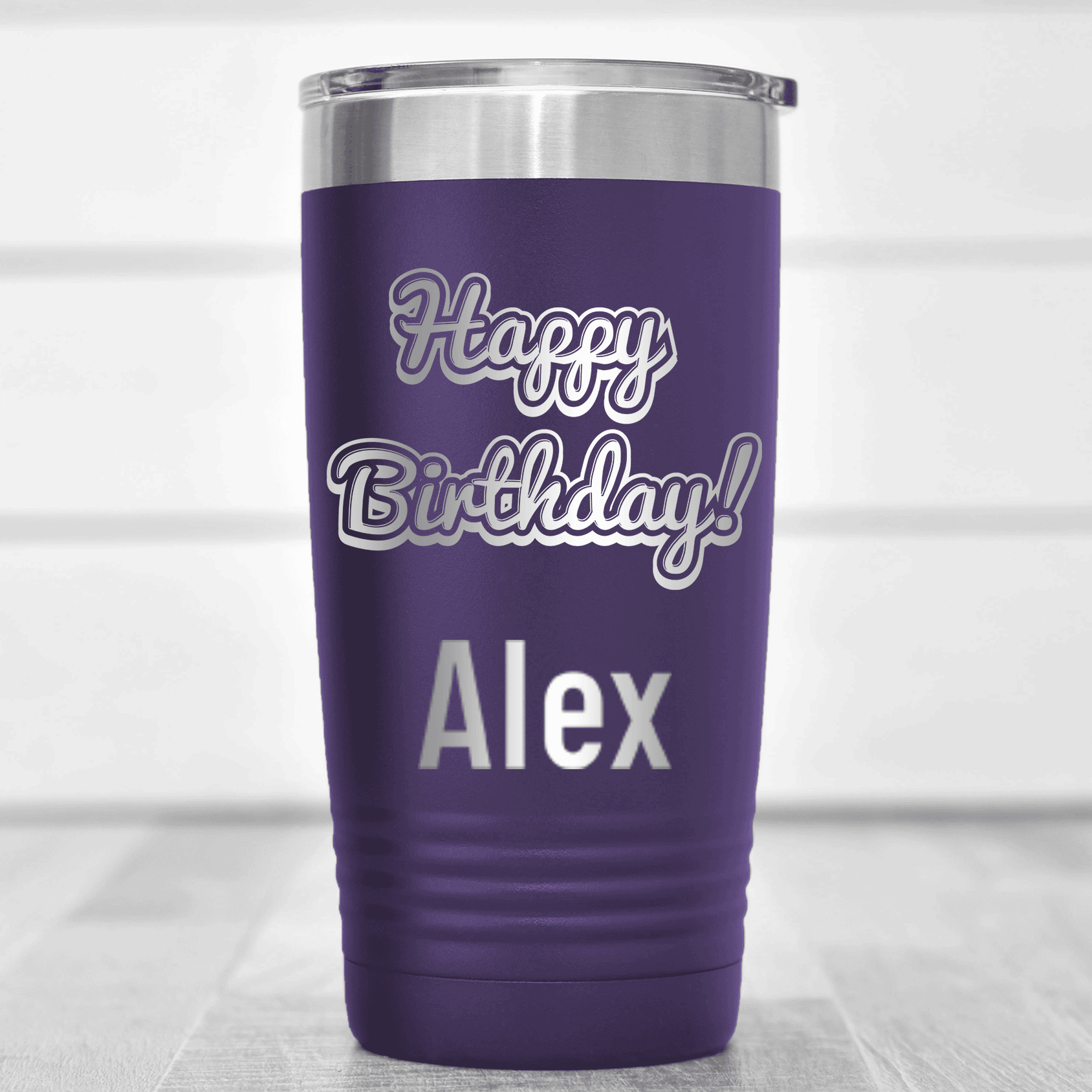 Purple Birthday Tumbler With Happy Birthday Design